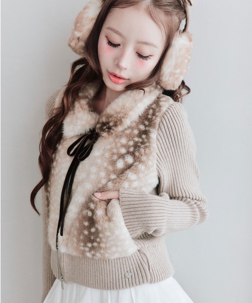 OLIVE des OLIVE(オリーブデオリーブ)の「ファーニットブルゾン(ニット/セーター・レディース・ベージュ/オフホワイト/ピンク・FREE)」の21枚目の写真