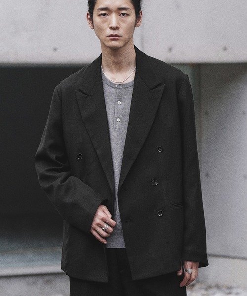 WYM LIDNM(�E�B�� �o�C ���h��)��MELANGE TWEED DOUBLE JACKET�ySET-UP�z(�e�[���[�h�W���P�b�g)