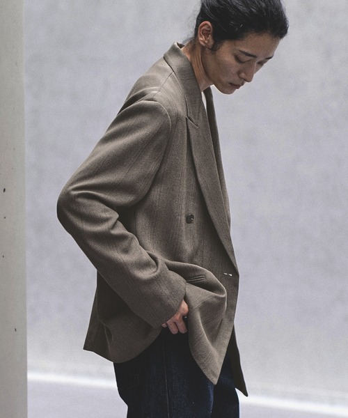 WYM LIDNM(ウィム バイ リドム)の「MELANGE TWEED DOUBLE JACKET【SET-UP】(テーラードジャケット・メンズ・ブラック系/ブラウン系/チャコール・XS/S/M/L)」の12枚目の写真