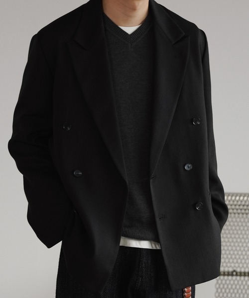 WYM LIDNM(ウィム バイ リドム)の「MELANGE TWEED DOUBLE JACKET【SET-UP】(テーラードジャケット・メンズ・ブラック系/ブラウン系/チャコール・XS/S/M/L)」の4枚目の写真