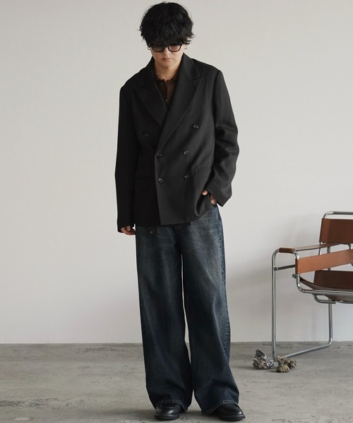 WYM LIDNM(ウィム バイ リドム)の「MELANGE TWEED DOUBLE JACKET【SET-UP】(テーラードジャケット・メンズ・ブラック系/ブラウン系/チャコール・XS/S/M/L)」の6枚目の写真