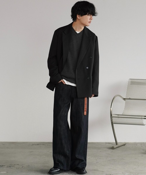 WYM LIDNM(ウィム バイ リドム)の「MELANGE TWEED DOUBLE JACKET【SET-UP】(テーラードジャケット・メンズ・ブラック系/ブラウン系/チャコール・XS/S/M/L)」の8枚目の写真