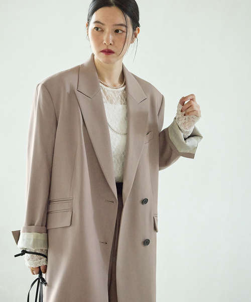 journal standard L'essage(ジャーナルスタンダードレサージュ)の「Doeskinオーバーサイズジャケット(テーラードジャケット・レディース・ブラック/ブラウン系その他・38/36)」の2枚目の写真