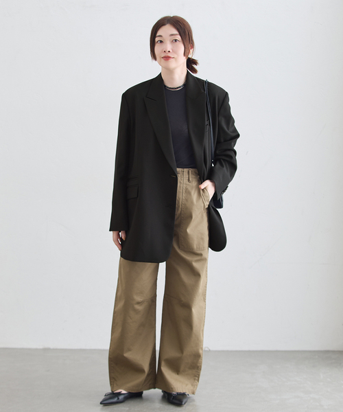 journal standard L'essage(ジャーナルスタンダードレサージュ)の「Doeskinオーバーサイズジャケット(テーラードジャケット・レディース・ブラック/ブラウン系その他・38/36)」の16枚目の写真