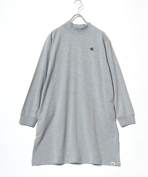 LOGOS(ロゴス)の「2026AW LOGOS/ロゴス ドロップショルダー スウェット ミニ裏毛 ワンポイントロゴ モックネックチュニック(チュニック・レディース・スミクロ/ブラウン/グレー・L/M/LL)」の8枚目の写真