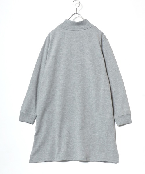 LOGOS(ロゴス)の「2026AW LOGOS/ロゴス ドロップショルダー スウェット ミニ裏毛 ワンポイントロゴ モックネックチュニック(チュニック・レディース・スミクロ/ブラウン/グレー・L/M/LL)」の9枚目の写真