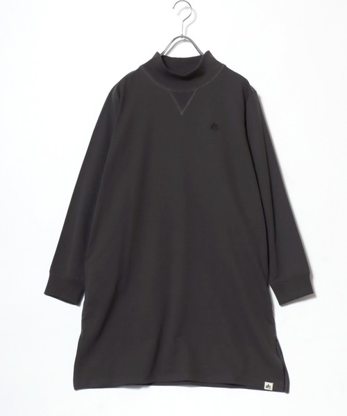 LOGOS(ロゴス)の「2026AW LOGOS/ロゴス ドロップショルダー スウェット ミニ裏毛 ワンポイントロゴ モックネックチュニック(チュニック・レディース・スミクロ/ブラウン/グレー・L/M/LL)」の11枚目の写真