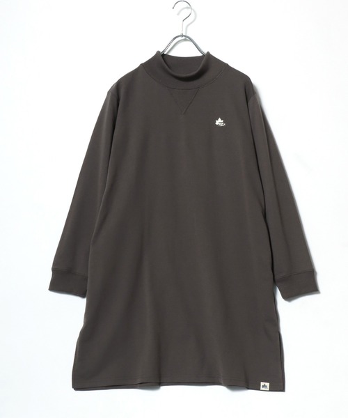 LOGOS(ロゴス)の「2026AW LOGOS/ロゴス ドロップショルダー スウェット ミニ裏毛 ワンポイントロゴ モックネックチュニック(チュニック・レディース・スミクロ/ブラウン/グレー・L/M/LL)」の10枚目の写真