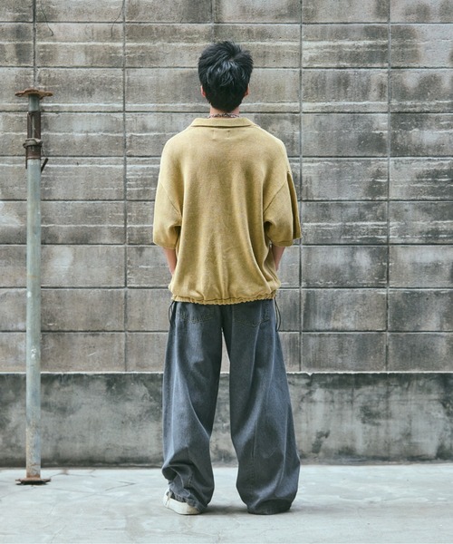 ILL'S(イルズ)の「ピグメント加工 ヴィンテージライク ワンポイント刺繍 スキッパーニット ユニセックス(ニット/セーター・メンズ・チャコールグレー/イエロー/ベージュ・L/M)」の10枚目の写真