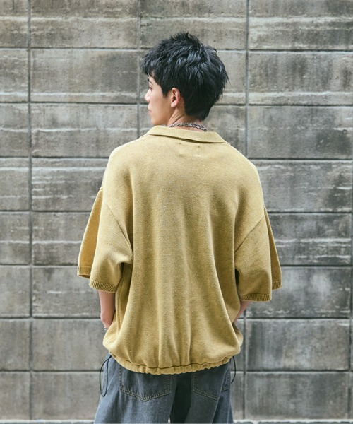 ILL'S(イルズ)の「ピグメント加工 ヴィンテージライク ワンポイント刺繍 スキッパーニット ユニセックス(ニット/セーター・メンズ・チャコールグレー/イエロー/ベージュ・L/M)」の6枚目の写真