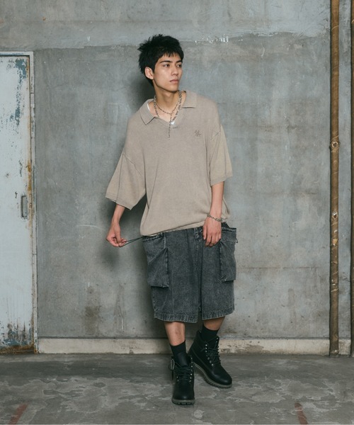 ILL'S(イルズ)の「ピグメント加工 ヴィンテージライク ワンポイント刺繍 スキッパーニット ユニセックス(ニット/セーター・メンズ・チャコールグレー/イエロー/ベージュ・L/M)」の18枚目の写真