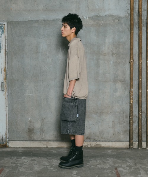 ILL'S(イルズ)の「ピグメント加工 ヴィンテージライク ワンポイント刺繍 スキッパーニット ユニセックス(ニット/セーター・メンズ・チャコールグレー/イエロー/ベージュ・L/M)」の19枚目の写真