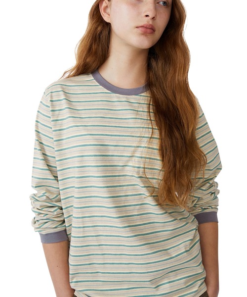 SUNLOVE(サンラブ)の「Dash Stripe LS Tee(Tシャツ/カットソー・レディース・ベージュ/ライトブルー/ネイビー・S/M/L)」の2枚目の写真