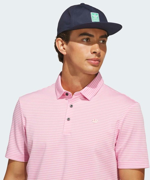 adidas(アディダス)の「オリジナルス ストライプ ピケ ポロシャツ【adidas Golf/アディダスゴルフ】(ポロシャツ・メンズ・ピンク系その他2・X-LARGE/SMALL/MEDIUM/LARGE/3XL/XX-LARGE)」の3枚目の写真