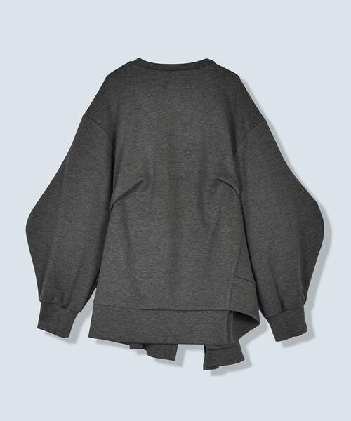 OMMO(オーエムエムオー)の「【OMMO(オーエムエムオー)】DOUBLE CURVE SLEEVE TOP/ダブルカーブスリーブトップス(Tシャツ/カットソー・レディース・ブラック/グレー・FREE)」の11枚目の写真