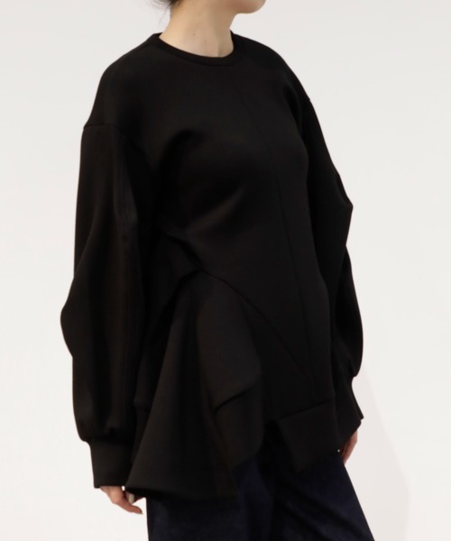 OMMO(オーエムエムオー)の「【OMMO(オーエムエムオー)】DOUBLE CURVE SLEEVE TOP/ダブルカーブスリーブトップス(Tシャツ/カットソー・レディース・ブラック/グレー・FREE)」の16枚目の写真