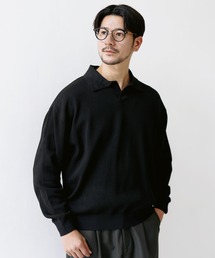 鹿の子編みスキッパーニットスウェット