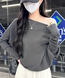 ワンショルダー ニットトップス