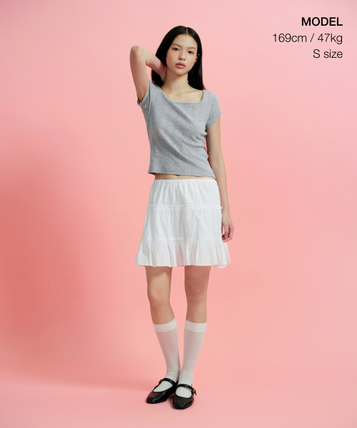 MUSINSA STANDARD WOMAN（ムシンサスタンダードウーマン）の「ウィメンズコットンティアードミニスカート[ホワイト]（スカート・レディース・その他・X-SMALL/S/M/L）」の3枚目の写真