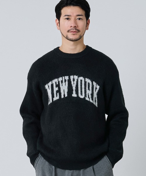 coca(coca)(コカ)の「ヤク風ロゴニットトップス(ニット/セーター・メンズ・ライトグレー/ブルー/ライトベージュ/ブラック・L/XL/M)」の1枚目の写真