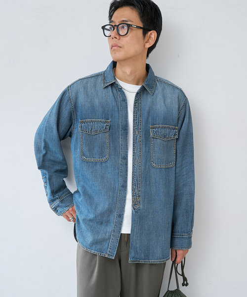 B.C STOCK(ベーセーストック)の「RELAX DENIM SHIRTS(シャツ/ブラウス・メンズ・コバルトブルー/サックスブルー・LARGE/MEDIUM)」の18枚目の写真