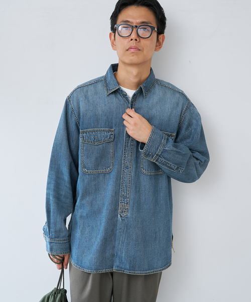 B.C STOCK(ベーセーストック)の「RELAX DENIM SHIRTS(シャツ/ブラウス・メンズ・コバルトブルー/サックスブルー・LARGE/MEDIUM)」の19枚目の写真