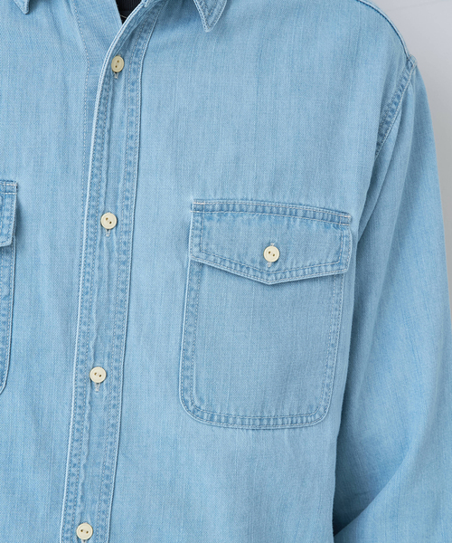 B.C STOCK(ベーセーストック)の「RELAX DENIM SHIRTS(シャツ/ブラウス・メンズ・コバルトブルー/サックスブルー・LARGE/MEDIUM)」の12枚目の写真