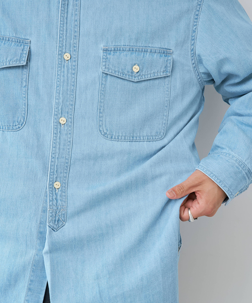 B.C STOCK(ベーセーストック)の「RELAX DENIM SHIRTS(シャツ/ブラウス・メンズ・コバルトブルー/サックスブルー・LARGE/MEDIUM)」の13枚目の写真