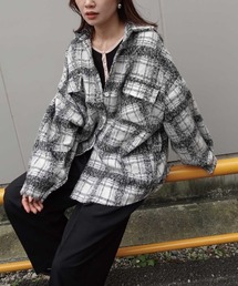 起毛チェックオーバーサイズシャツジャケット
