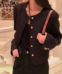 ノーカラーシングルブレストジャケット