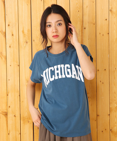 RODEO CROWNS WIDE BOWL(ロデオクラウンズワイドボウル)の「MICHIGAN ノースリーブ Tシャツ(Tシャツ/カットソー・レディース・ホワイト/ピンク/ネイビー・SMALL/MEDIUM)」の1枚目の写真