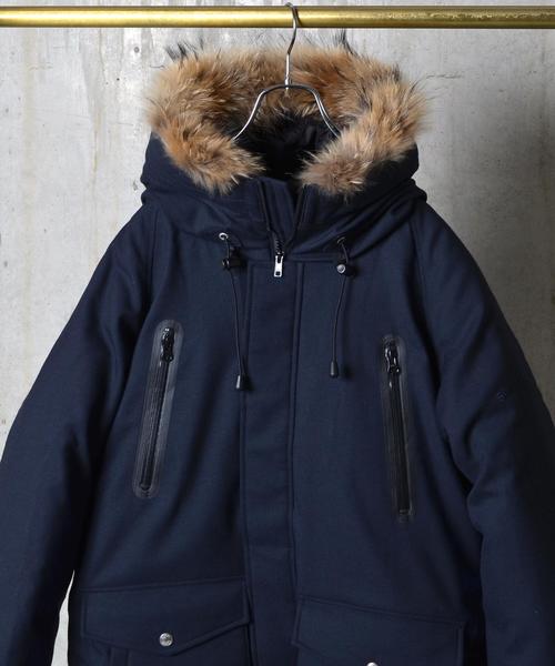 SHIPS JET BLUE（シップスジェットブルー）の「schott×SHIPS JET BLUE: ウール シュノーケルダウンパーカー（ダウンジャケット/コート・メンズ・グレー/ネイビー・SMALL/LARGE/MEDIUM）」の13枚目の写真