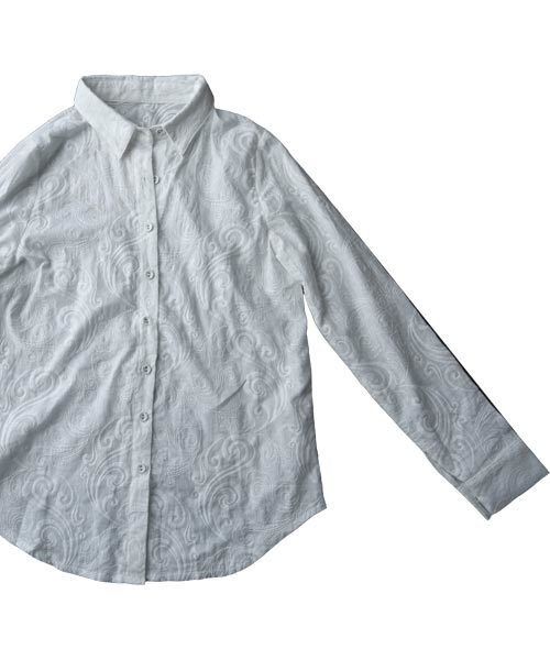 antiqua（アンティカ）の「シンプルデザインの刺繍シャツ（シャツ/ブラウス・レディース・ホワイト・M）」の8枚目の写真