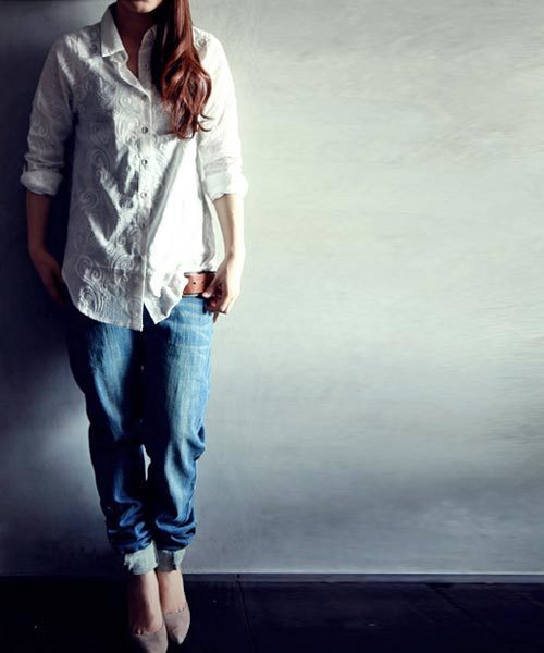 antiqua（アンティカ）の「シンプルデザインの刺繍シャツ（シャツ/ブラウス・レディース・ホワイト・M）」の4枚目の写真