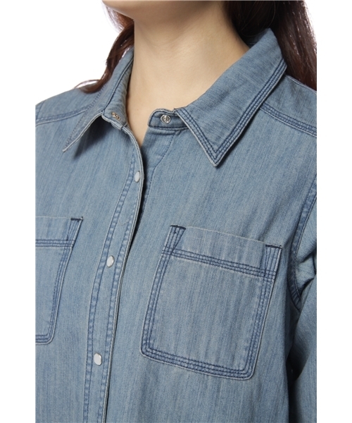 Ray BEAMS（レイビームス）の「Ray BEAMS / ステッチワーク デニムシャツ（シャツ/ブラウス・レディース・ブルー系その他・ONE SIZE）」の4枚目の写真