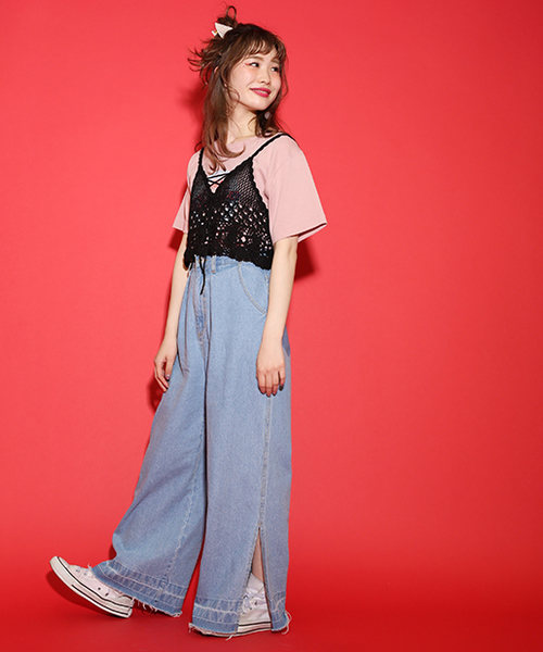 one after another NICE CLAUP(ワンアフターアナザーナイスクラップ)の「かぎ針お花ビスチェ(キャミソール・レディース・ピンク/イエロー/ブラック/オフホワイト・FREE)」の10枚目の写真
