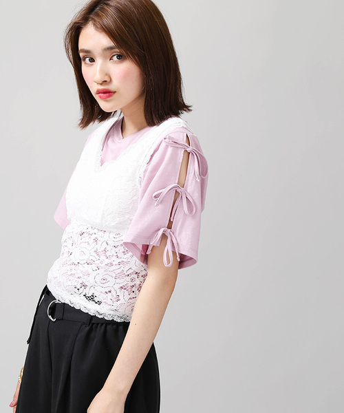 WEGO（ウィゴー）の「WEGO/カップインレースタンクトップ（タンクトップ・レディース・ブラック/オフホワイト/マスタード/ライトパープル・FREE）」の2枚目の写真