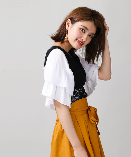 WEGO（ウィゴー）の「WEGO/カップインレースタンクトップ（タンクトップ・レディース・ブラック/オフホワイト/マスタード/ライトパープル・FREE）」の19枚目の写真