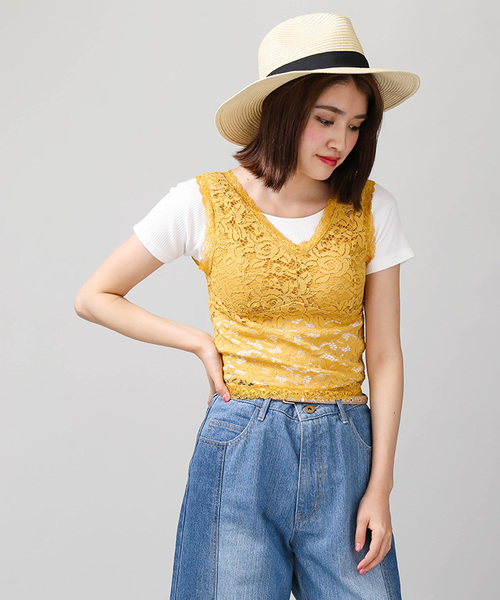 WEGO（ウィゴー）の「WEGO/カップインレースタンクトップ（タンクトップ・レディース・ブラック/オフホワイト/マスタード/ライトパープル・FREE）」の14枚目の写真