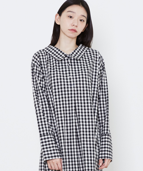 POU DOU DOU(プードゥドゥ)の「ロングスリーブ2wayシャツワンピ(シャツワンピース・レディース・グリーン/ブラック/インディゴブルー・3)」の6枚目の写真