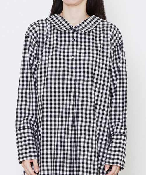 POU DOU DOU(プードゥドゥ)の「ロングスリーブ2wayシャツワンピ(シャツワンピース・レディース・グリーン/ブラック/インディゴブルー・3)」の10枚目の写真