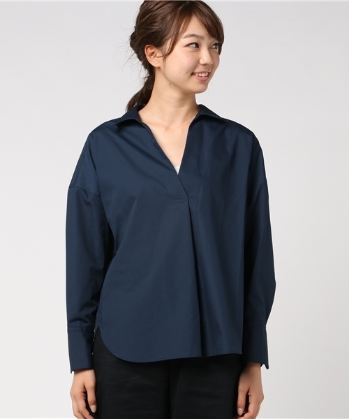 ivory court（アイボリーコート）の「ブロードヌキエリシャツプルオーバー◆（シャツ/ブラウス・レディース・ベージュ/ネイビー/ブラウン・FREE）」の4枚目の写真