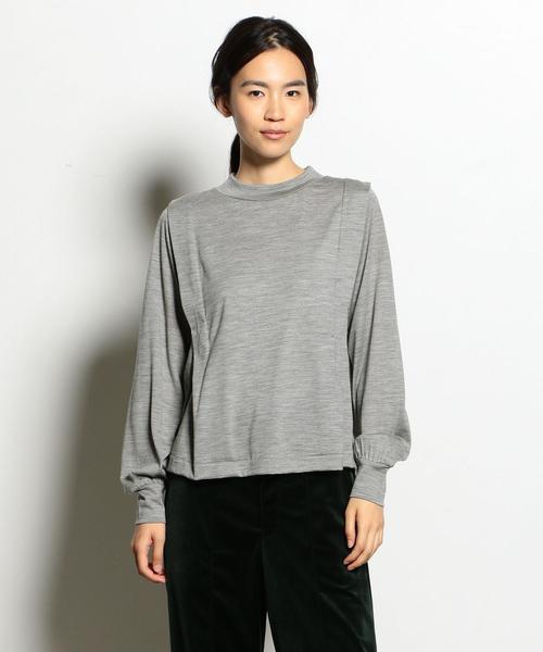 EN ROUTE(アンルート)の「ウォッシャブルウールボックスプリーツカットソー ◆(Tシャツ/カットソー・レディース・オフホワイト/ブラック/ライトグレー・FREE)」の12枚目の写真