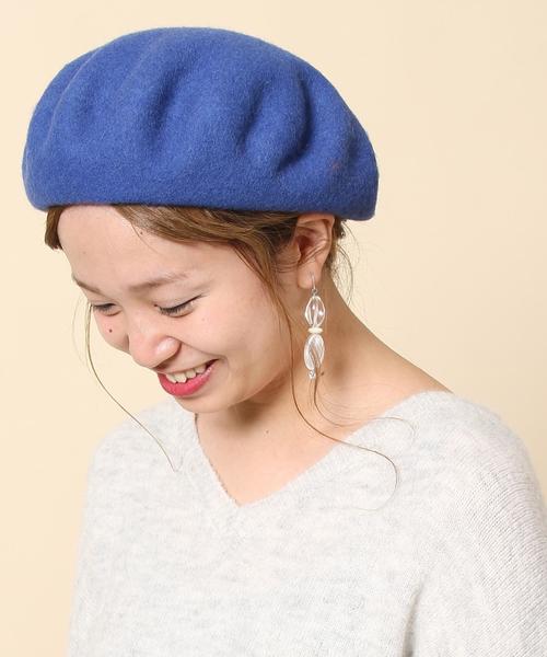 coen（コーエン）の「ウールベレー（ハンチング/ベレー帽・レディース・ブラック/ダークグレー/ベージュ/オレンジ/コバルトブルー・FREE）」の4枚目の写真