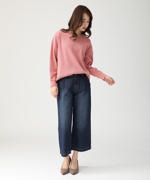 Honeys（ハニーズ）の「ワッフルプルオーバー（Tシャツ/カットソー・レディース・オフホワイト/ホワイト×ネイビー/ブラック/ピンク/杢グレー・L/M/S）」の9枚目の写真