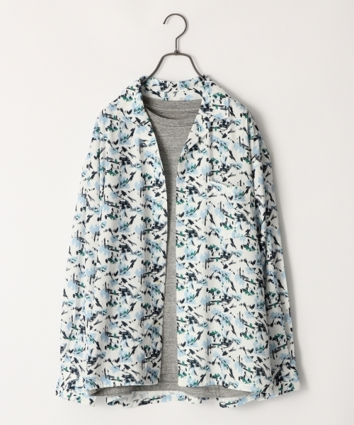 RAGEBLUE（レイジブルー）の「柄オープンカラーシャツ/788574（シャツ/ブラウス・メンズ・ネイビー/ホワイト/ベージュ・LARGE/MEDIUM/SMALL）」の2枚目の写真