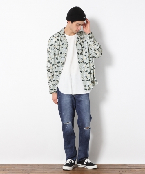 RAGEBLUE（レイジブルー）の「柄オープンカラーシャツ/788574（シャツ/ブラウス・メンズ・ネイビー/ホワイト/ベージュ・LARGE/MEDIUM/SMALL）」の4枚目の写真