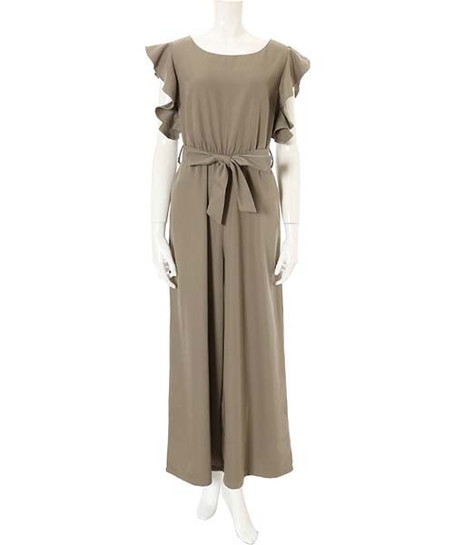 fifth(フィフス)の「フリルワイドパンツコンビネゾン(つなぎ/オールインワン・レディース・ブラック/ベージュ/グレー/ブルー/カーキ/アイボリー・MEDIUM)」の8枚目の写真