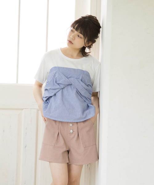 OLIVE des OLIVE（オリーブデオリーブ）の「[ZOZO限定!] ビスチェドッキングTシャツ（Tシャツ/カットソー・レディース・ブラック/ベージュ/ネイビー・FREE）」の3枚目の写真