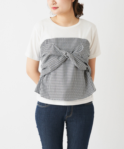 OLIVE des OLIVE（オリーブデオリーブ）の「[ZOZO限定!] ビスチェドッキングTシャツ（Tシャツ/カットソー・レディース・ブラック/ベージュ/ネイビー・FREE）」の7枚目の写真